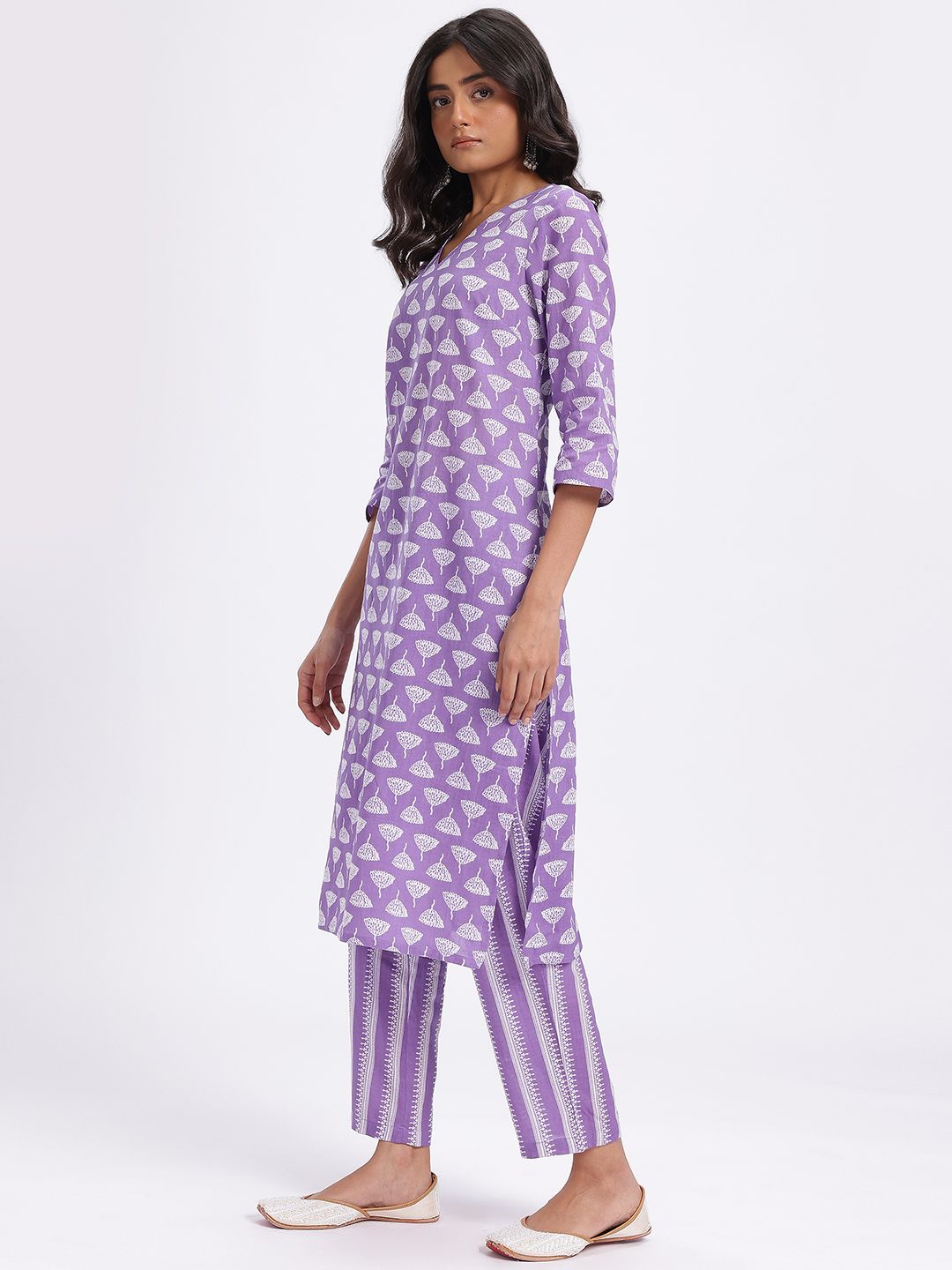Anouk Printed Pure Cotton Kurta with Trousers & Dupatta