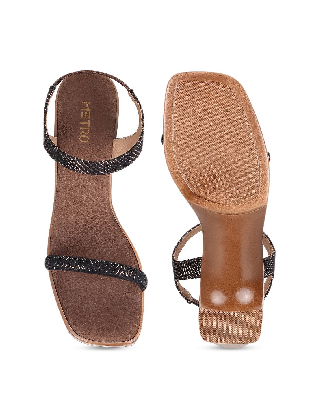 Metro Open Toe Ankle Loop Block Heels