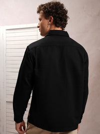 Locomotive Men Dobby Textured Solid Utility Pocket Overshirt