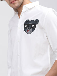 HIGHLANDER Men White Slim Fit Casual Shirt