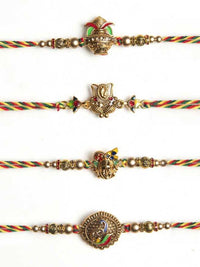 eCraftIndia Set of 4 Shrinathji, Peacock, Ganesha, Kalash Rakhis and Cadbury Celebrations