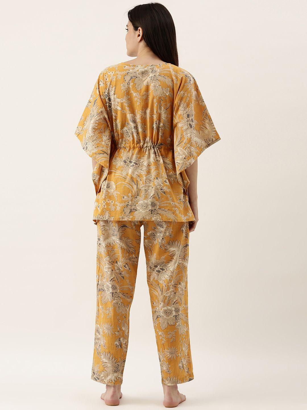 SANSKRUTIHOMES Women Mustard Yellow & Beige Printed Night suit