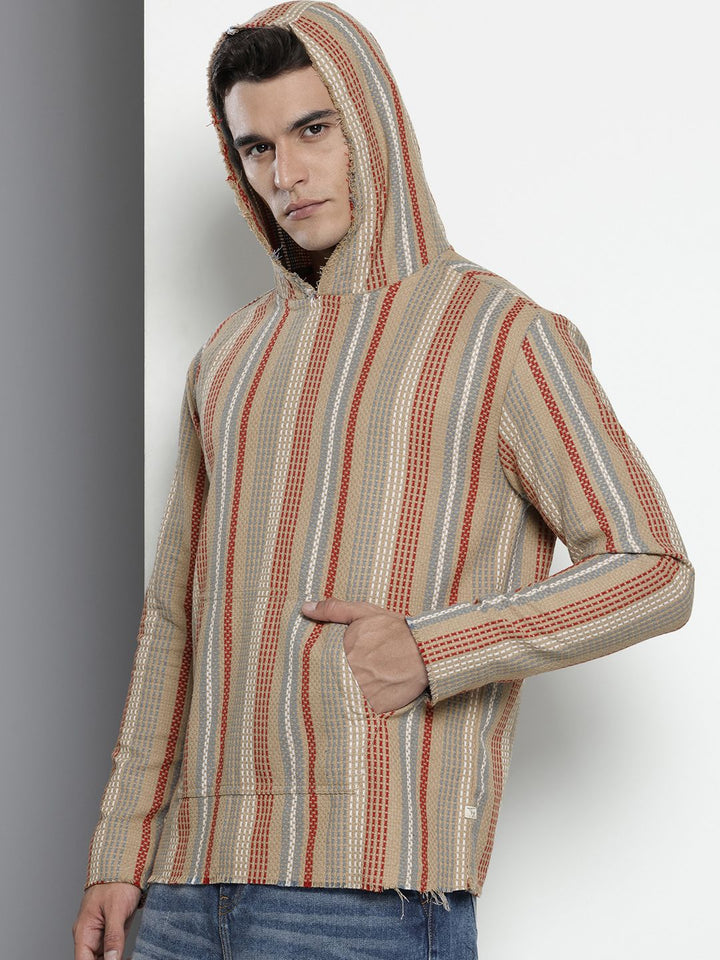 The Indian Garage Co. Relaxed Fit Striped Hooded Sweatshirt