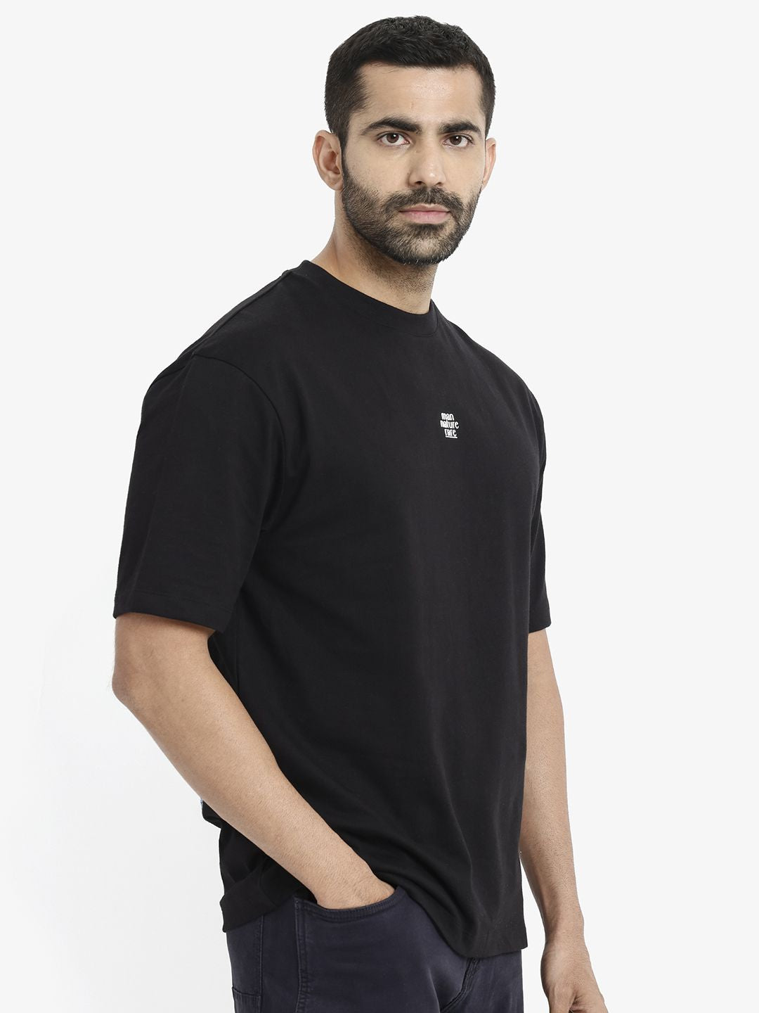 RARE RABBIT Men Graphic Printed Round Neck Cotton Oversized T-Shirt
