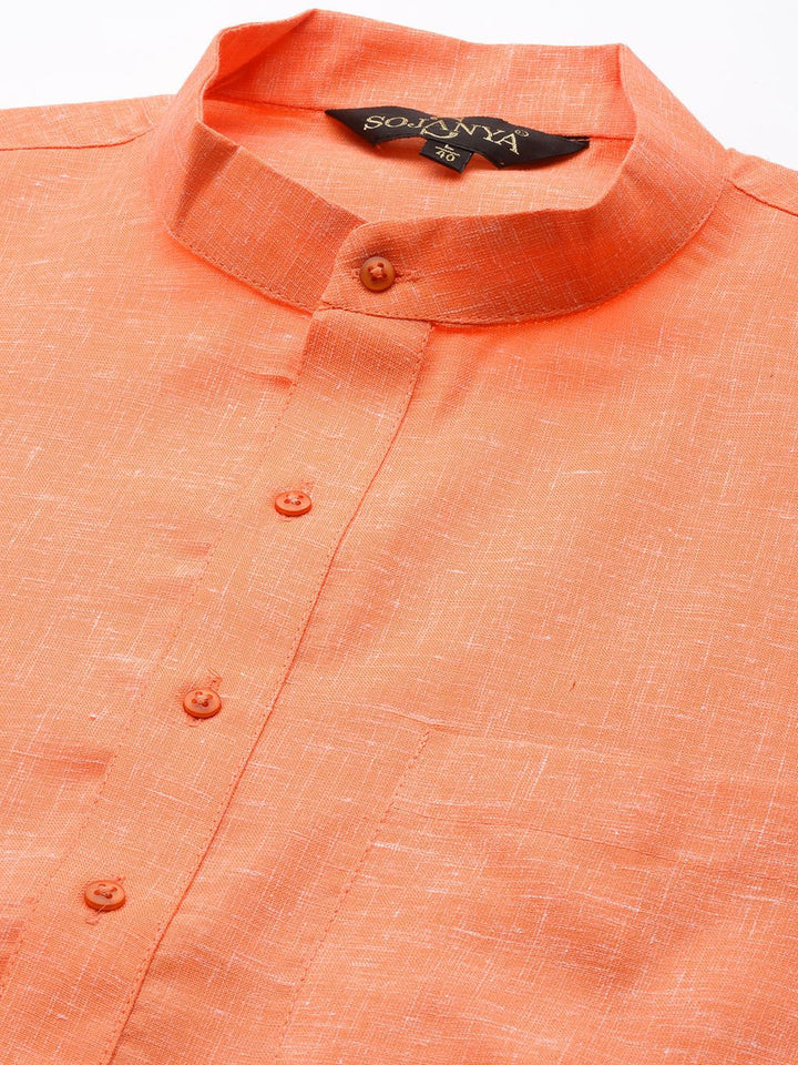 SOJANYA Men Orange Dobby Kurta
