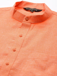 SOJANYA Men Orange Dobby Kurta