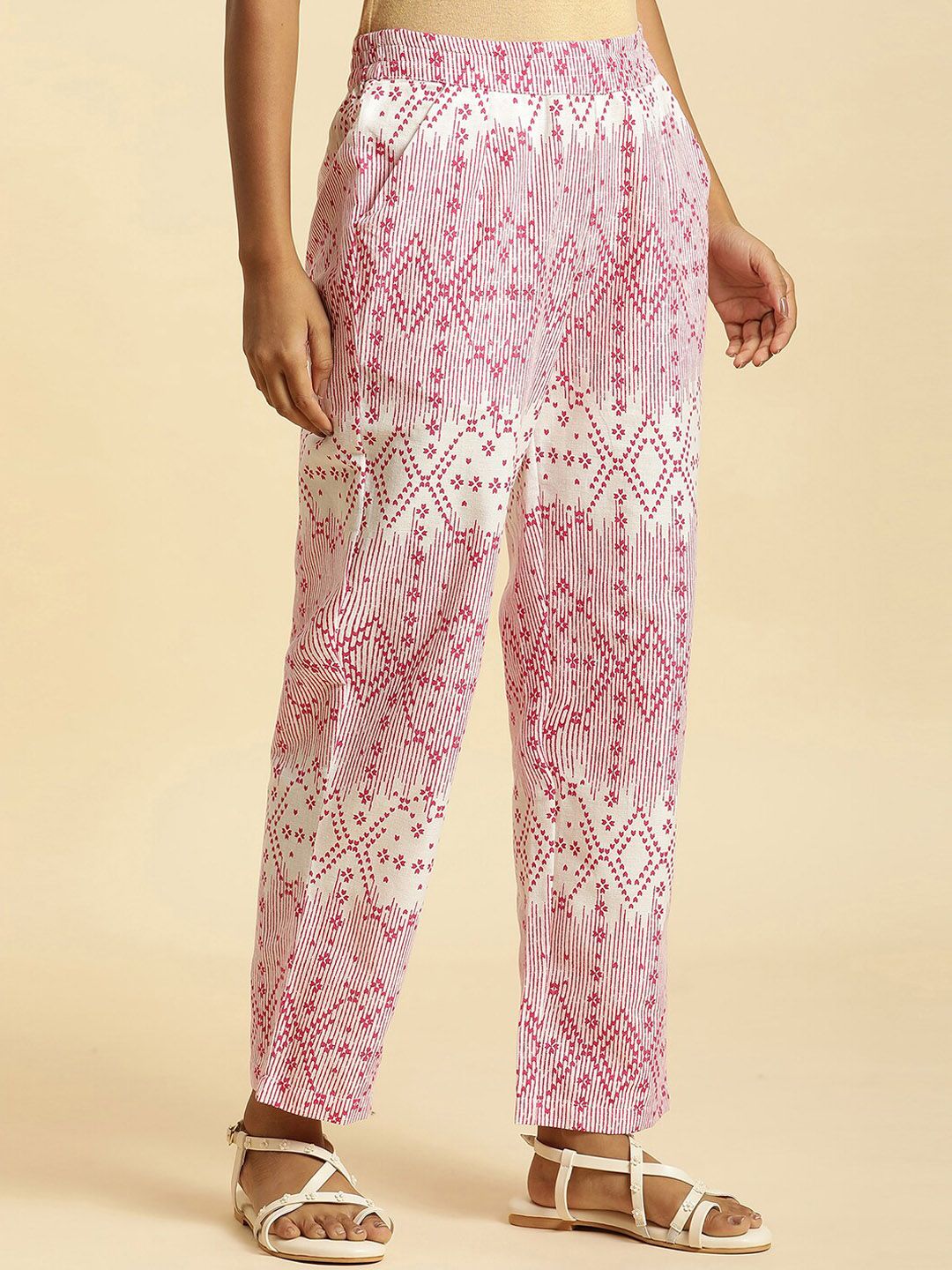 W Women Ethnic Motifs Printed Straight Fit Trousers