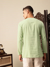 House of Pataudi Floral Embroidered Keyhole Neck Pure Cotton Jashn Kurta