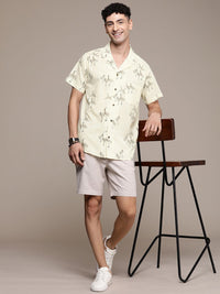 DENNISON Men Cream-Coloured Regular Fit Printed Casual Shirt