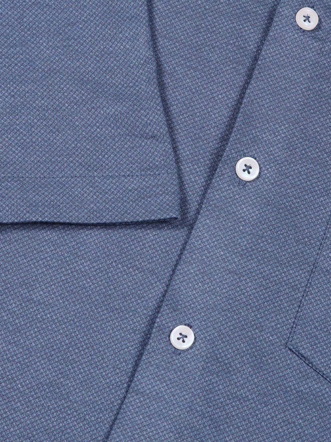 Thomas Scott Men Classic Slim Fit Spread Collar Solid Cotton Knitted Shirt