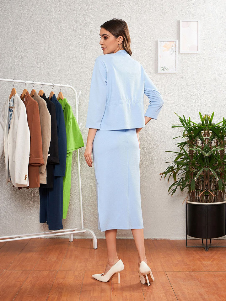 SASSAFRAS worklyf Spread Collar Bodycon Dress With Crop Shrug