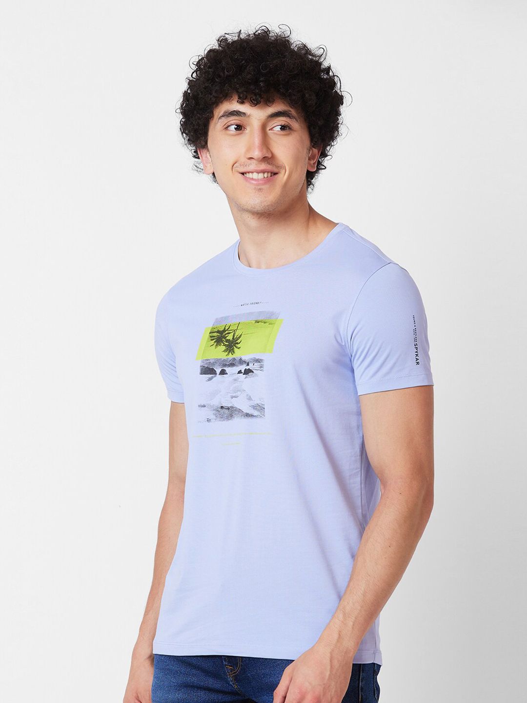 SPYKAR Graphic Printed Round NeckSlim Fit T-shirt