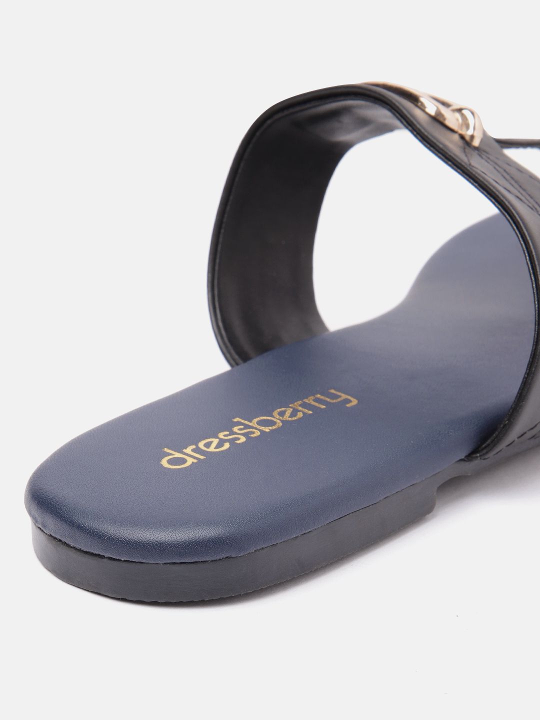DressBerry Women Textured T-Strap Flats with Embellished Detail