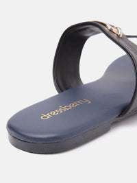 DressBerry Women Textured T-Strap Flats with Embellished Detail