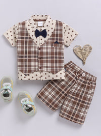 Moms Love Infant Boys Checked Pure Cotton Clothing Set