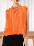 DressBerry Graceful Glamour Accordion Pleated Satin Finish A-Line Top