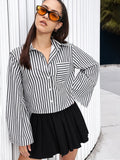 DressBerry Striped Story Slit Sleeves Season Shirt