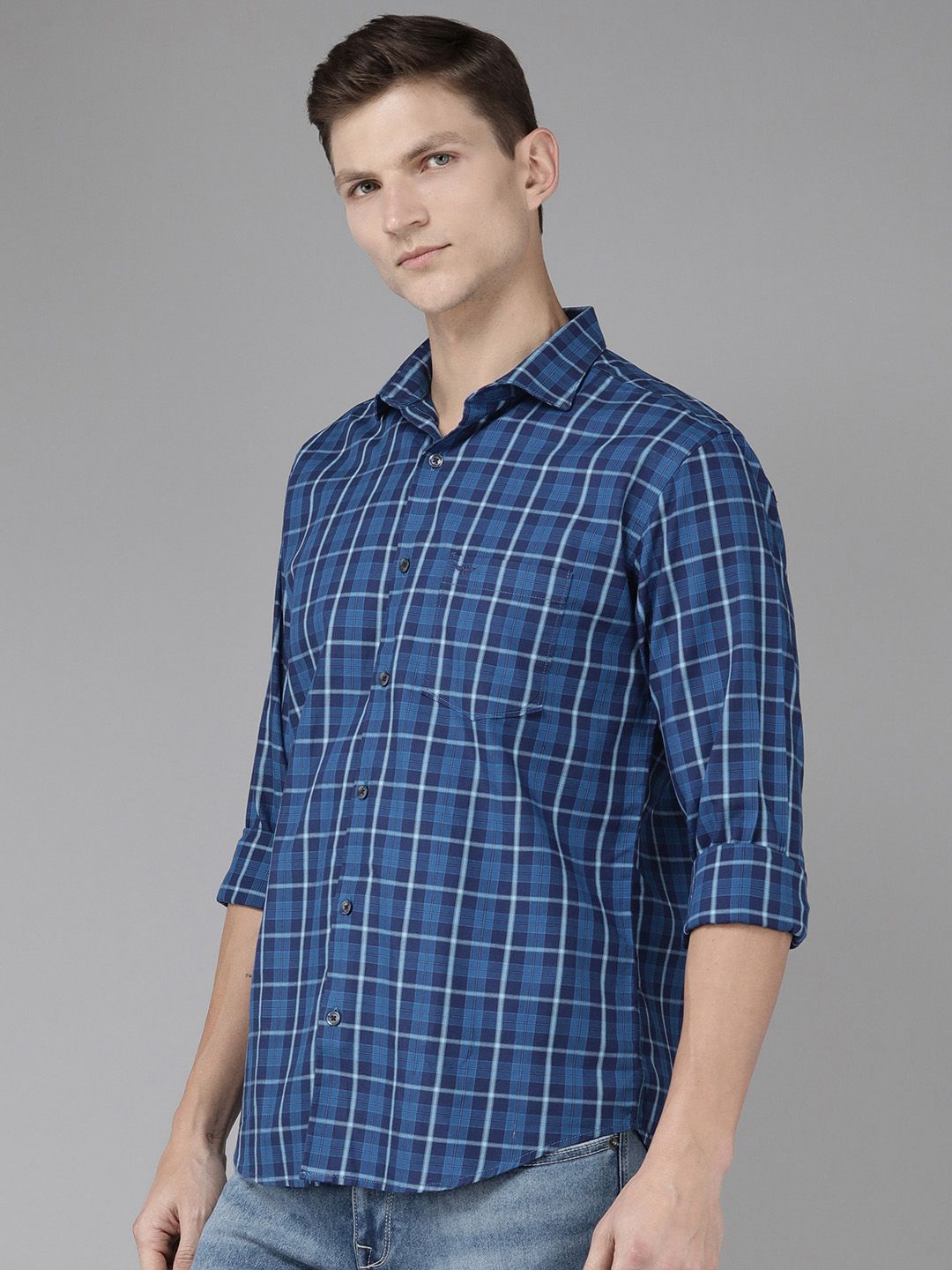Park Avenue Men Slim Fit Tartan Checks Opaque Pure Cotton Casual Shirt