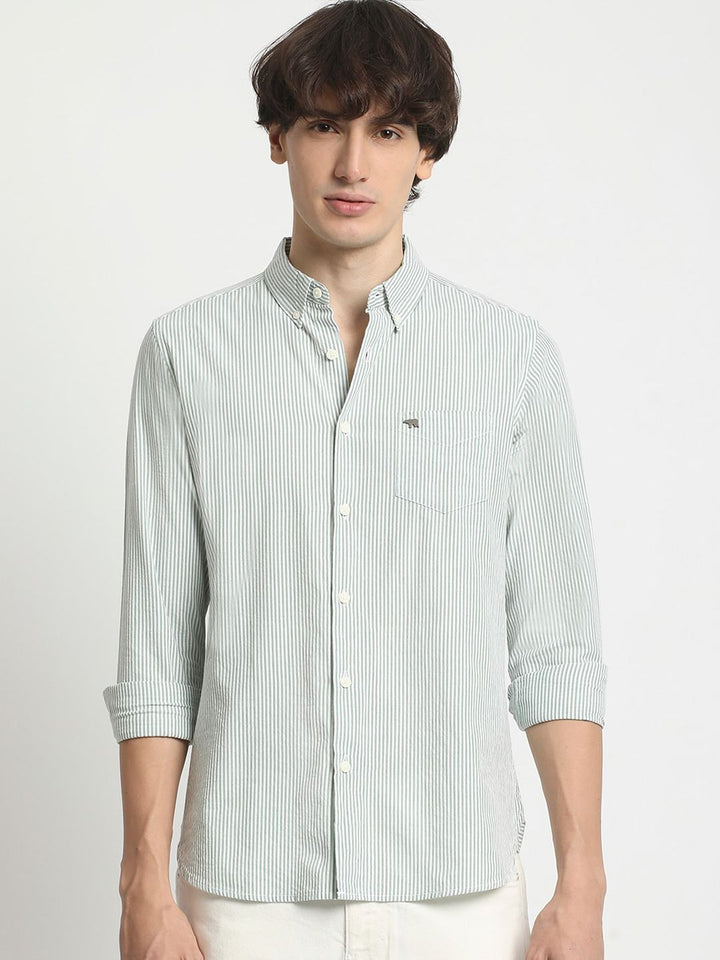 THE BEAR HOUSE Men Slim Fit Opaque Striped Casual Shirt