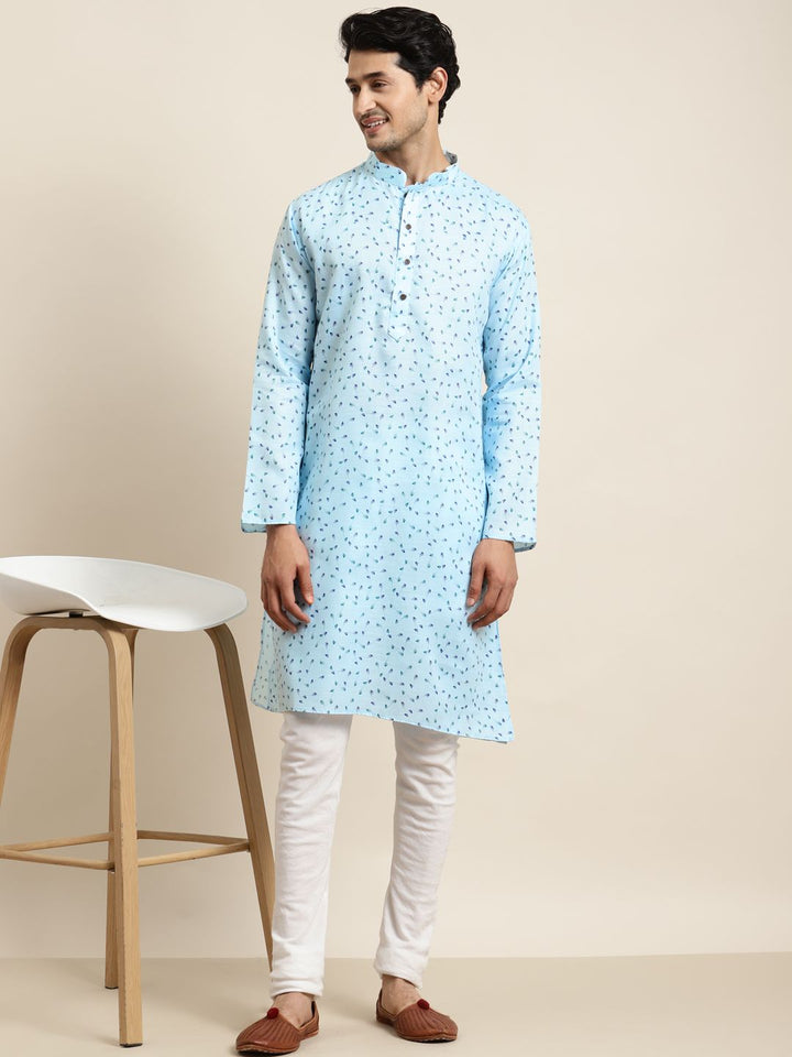 Anug by SOJANYA Men Blue Floral Printed Kurta