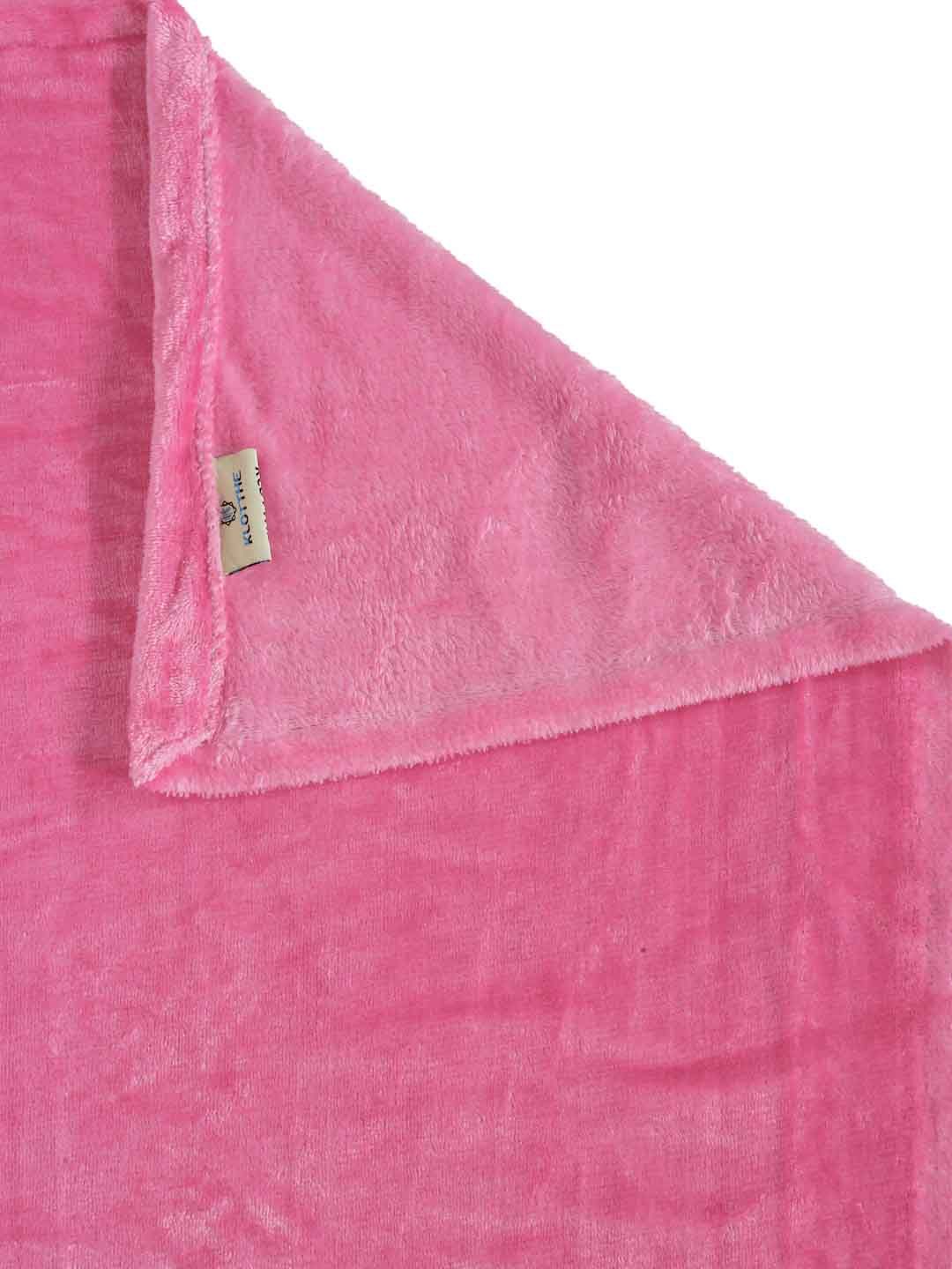 KLOTTHE Pink Solid Flat 300 TC Woolen Fine Single Bedsheet dengan 1 Sarung Bantal