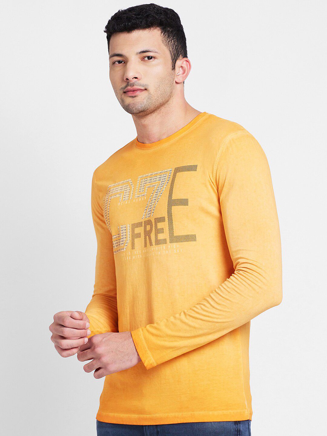 Being Human Typography Printed Round Neck Long Sleeves Regular T-shirt