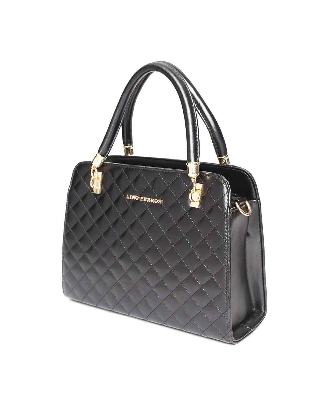 Lino Perros Black Quilted Solid Handheld Bag