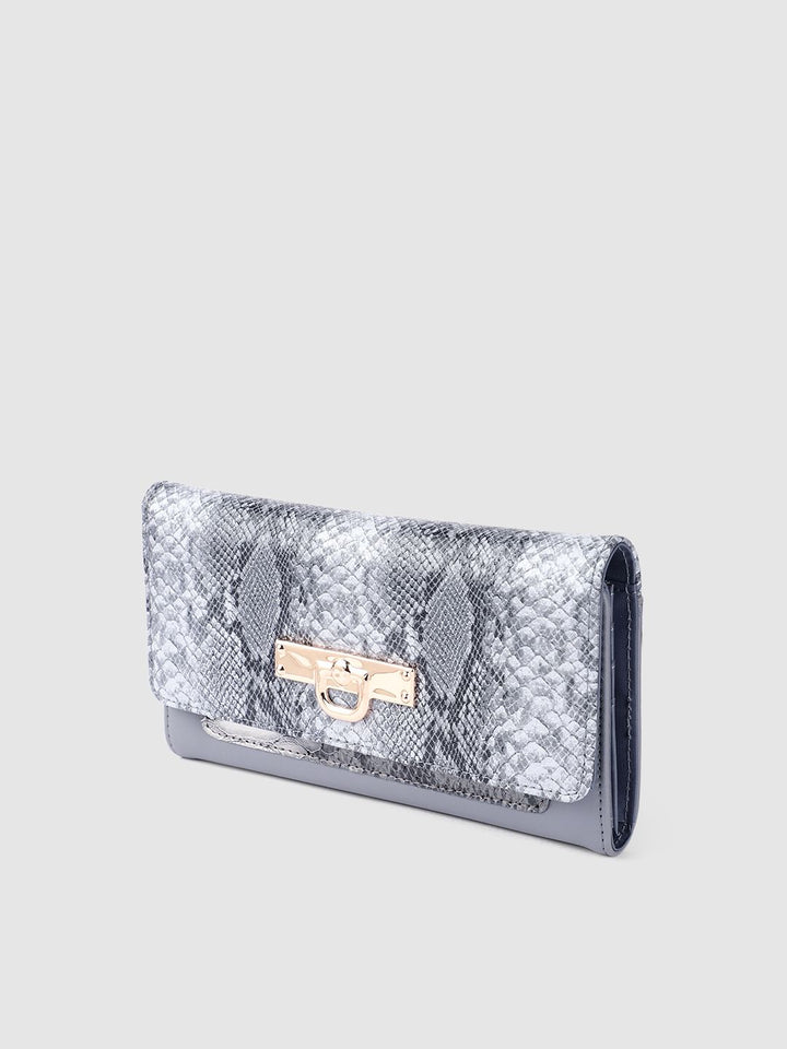 Lino Perros Women Snakeskin Print Three Fold Wallet