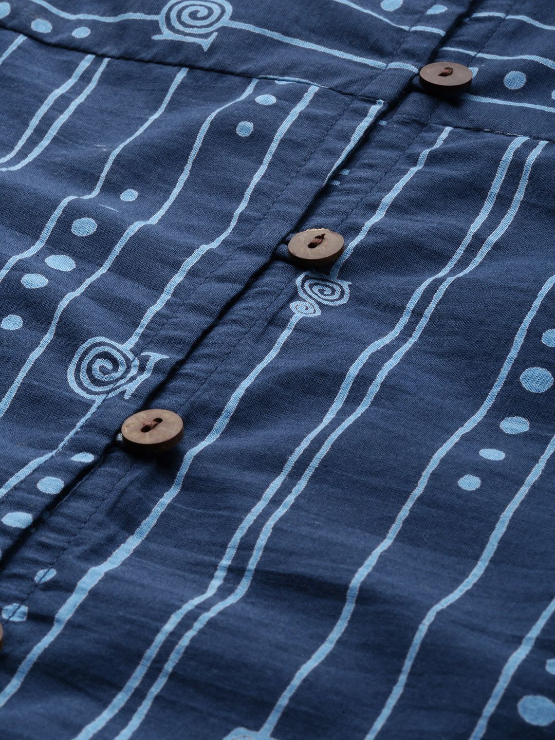 Anouk Women Navy Blue Printed Straight Kurta