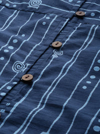 Anouk Women Navy Blue Printed Straight Kurta