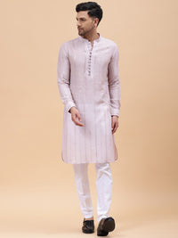 See Designs Floral Embroidered Mirror Work Chanderi Cotton Straight Kurta With Pyjama