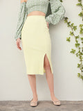 DressBerry The Rule-Breaker Ribbed Bodycon Midi Skirt