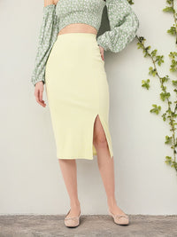DressBerry The Rule-Breaker Ribbed Bodycon Midi Skirt