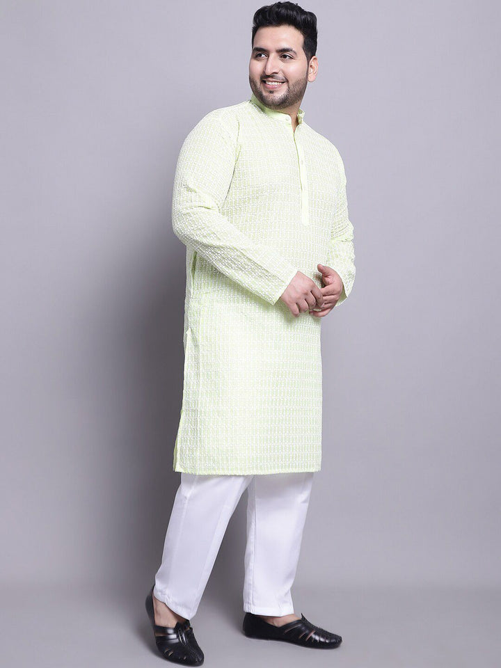 Kurta Kapas Tulen Bersulam SOJANYA PLUS Dengan Piyama & Jaket Nehru Bercetak