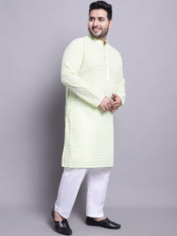 Kurta Kapas Tulen Bersulam SOJANYA PLUS Dengan Piyama & Jaket Nehru Bercetak