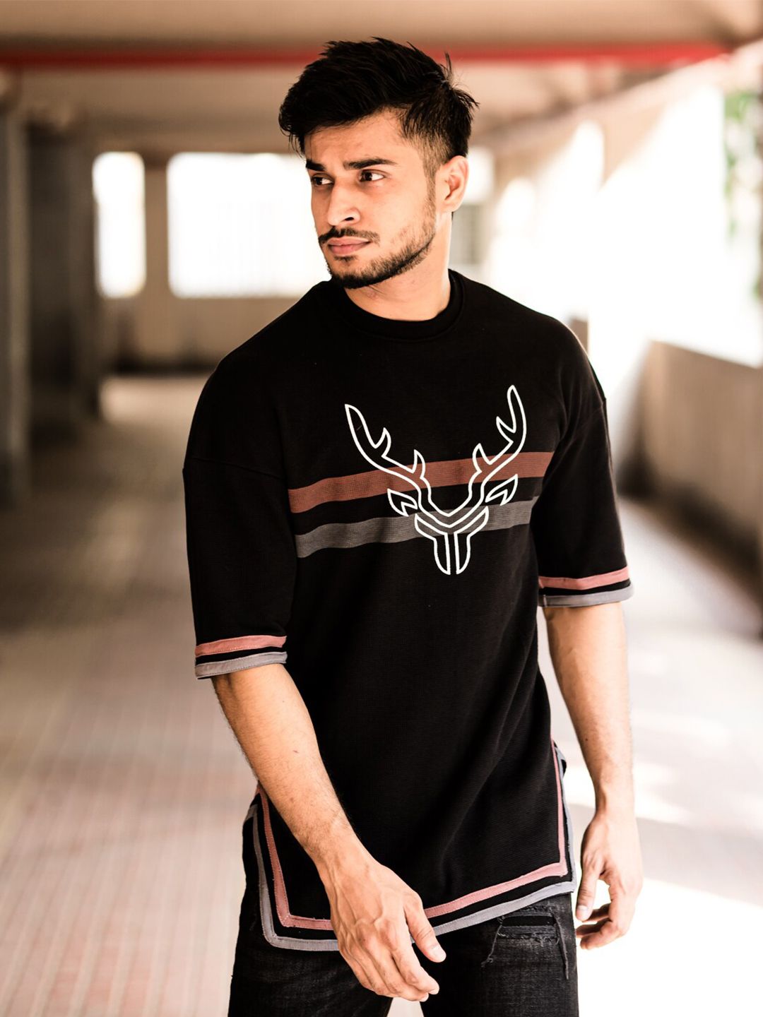 Lengan Powerlook Drop-Shoulder dicetak T-shirt besar