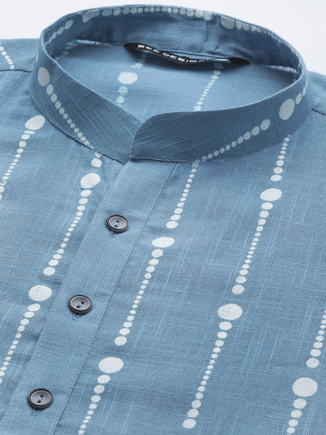 See Designs Men Blue Ethnic Motifs Printed Pure Cotton Kurta with Pyjamas