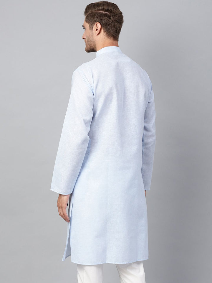SOJANYA Men Blue Woven Design Straight Kurta