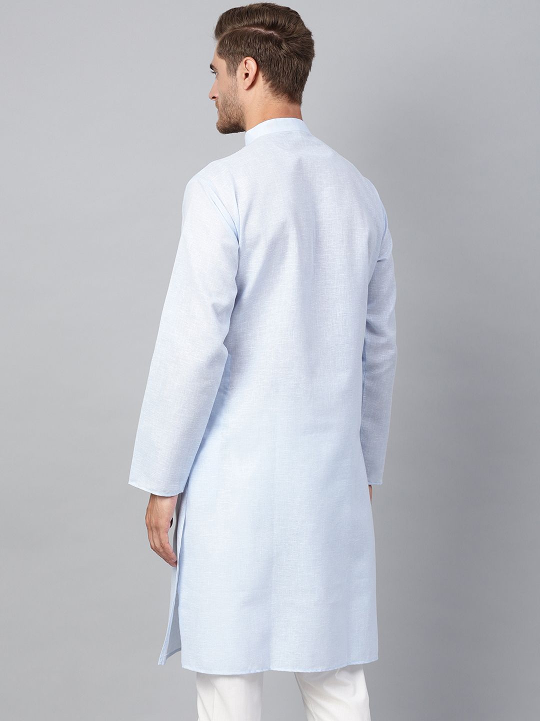 SOJANYA Men Blue Woven Design Straight Kurta