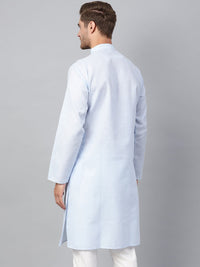 SOJANYA Men Blue Woven Design Straight Kurta