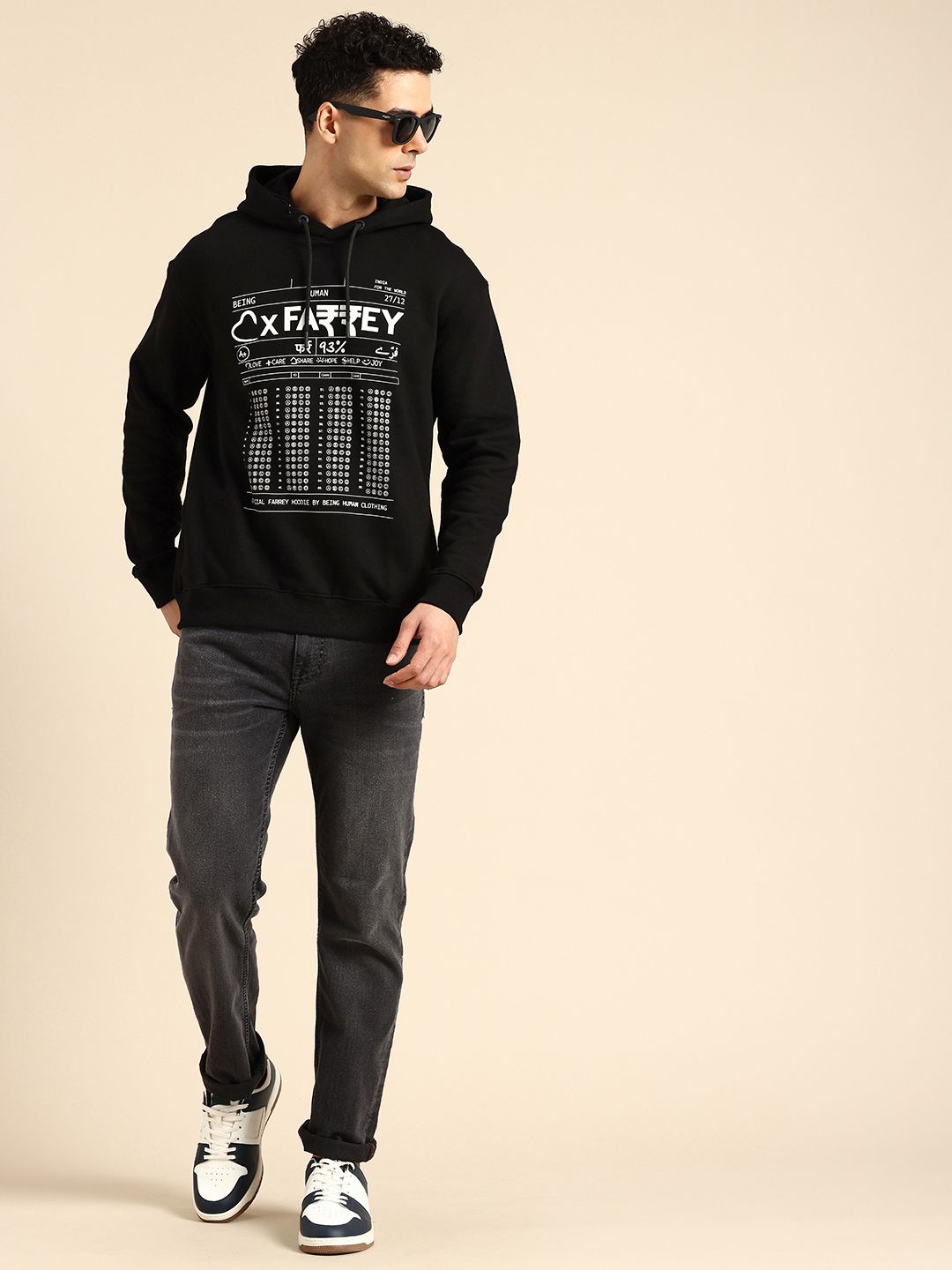 Being Human Men Printed Pure Cotton Hooded Sweatshirt