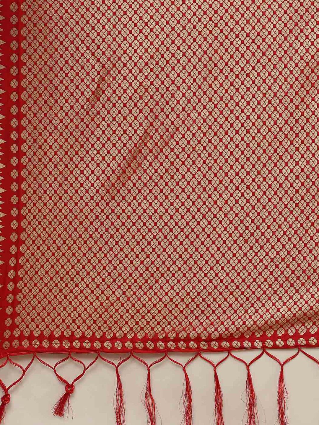 Saree mall Red & Gold-Toned Woven Design Silk Blend Sarees