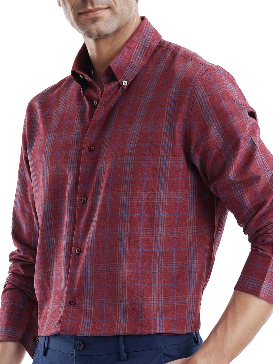 RARE RABBIT Men Comfort Opaque Checked Casual Shirt