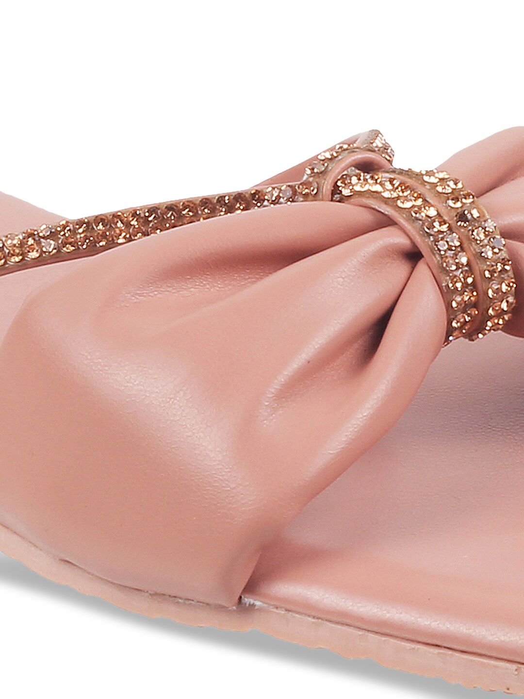 Metro Women Peach-Coloured Embellished Open Toe Flats