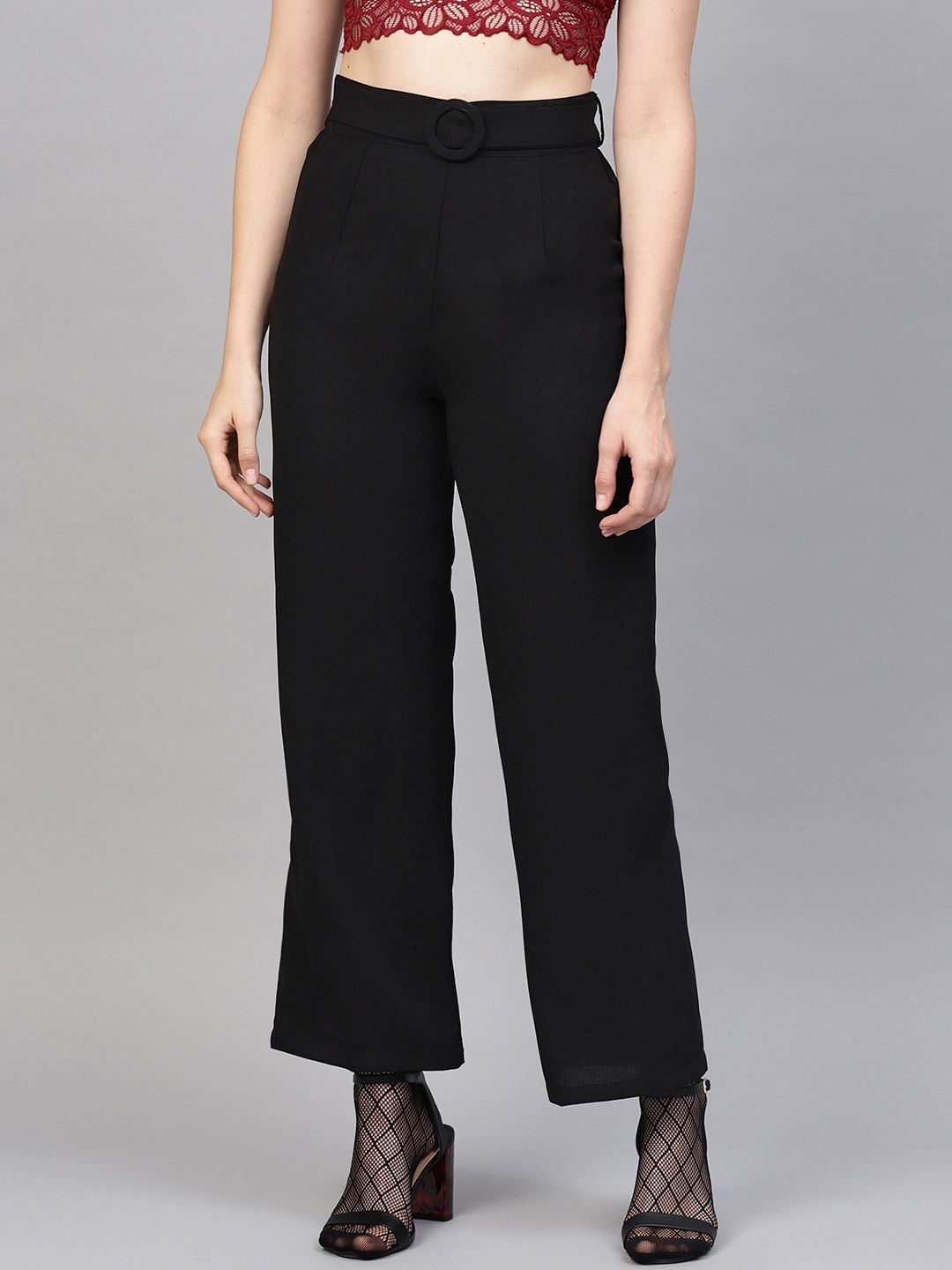 SASSAFRAS Women Black Parallel Trousers