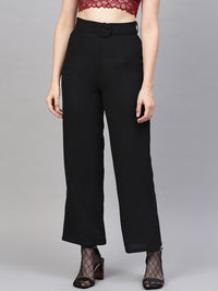 SASSAFRAS Women Black Parallel Trousers