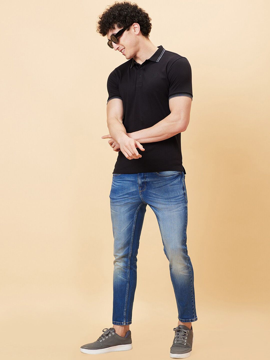 Being Human Men Mid Rise Clean Look Heavy Fade Cropped Jeans