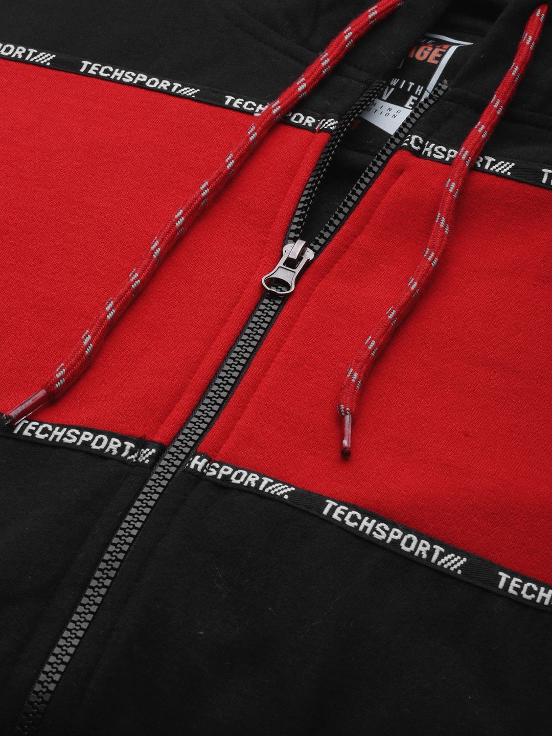 The Indian Garage Co Men Black Colourblocked Hooded Sweatshirt