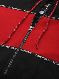 The Indian Garage Co Men Black Colourblocked Hooded Sweatshirt