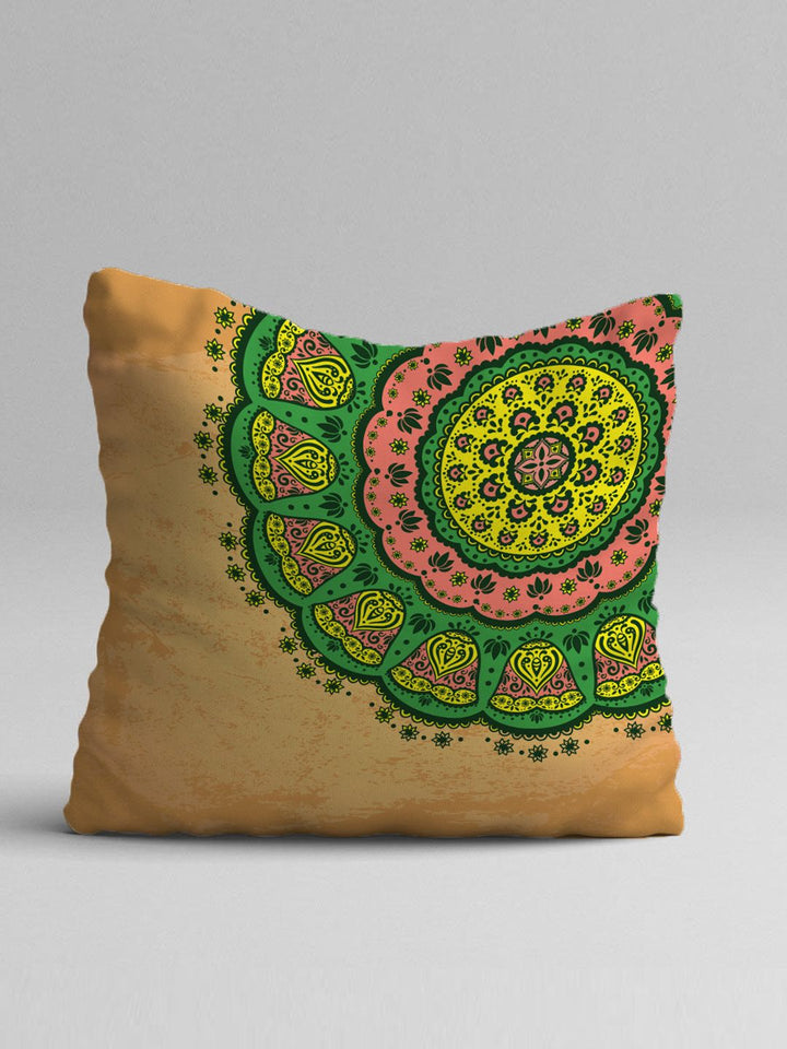 STITCHNEST Yellow & Blue Set of 5 Ethnic Motifs Square Cushion Covers